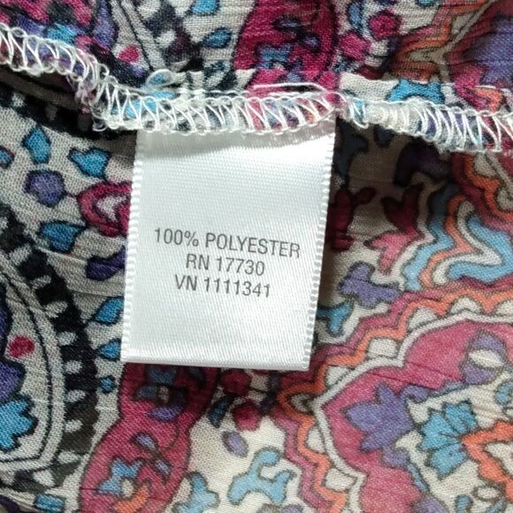 Bohemian Floral Paisley Printed Oversize Sheer Blouse Size Medium - Picture 9 of 9